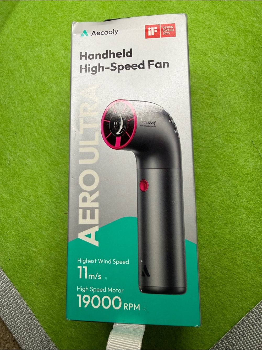 Handheld High-Speed Fan — Black with Pink Accents